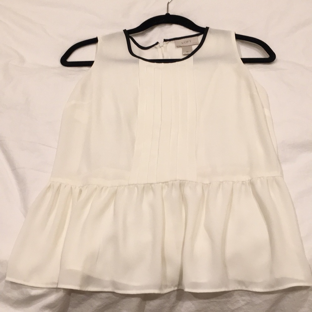Loft White Peplum Blouse Size S Petite